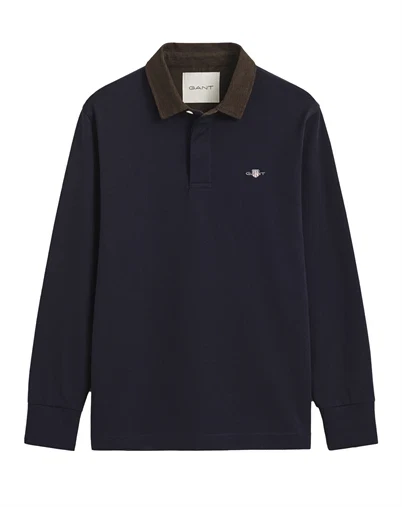 Gant - Cord Collar Rugger Polo - Evening Blue 